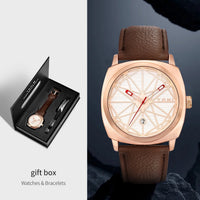 Mens Business Quartz Watch Bracelet Set