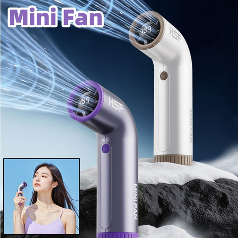 High-speed Portable Fan Little Turbine Digital Display Charging Long Endurance Portable Fan Rechargeable Strong Wind 199 Gear Speed Electric Adjustable Turbo Handheld Fan | Everyday Home Deal