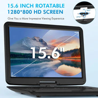 17.9" Portable DVD Player With 15.6" HD Swivel Screen, Support Multiple DVD CD Formats/USB/SD Card/Sync TV, 6 Hours Rechargeable Battery, Car Charger, Remote Control, Region Free