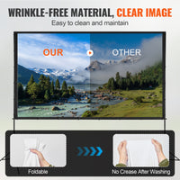 Projector Screen With Stand, 120 Inch 16:9 4K 1080 HD Outdoor Movie Screen With Stand, Wrinkle-Free Projection Screen With Tripods And Carry Bag, For Home Theater Cinema Backyard Movie Night