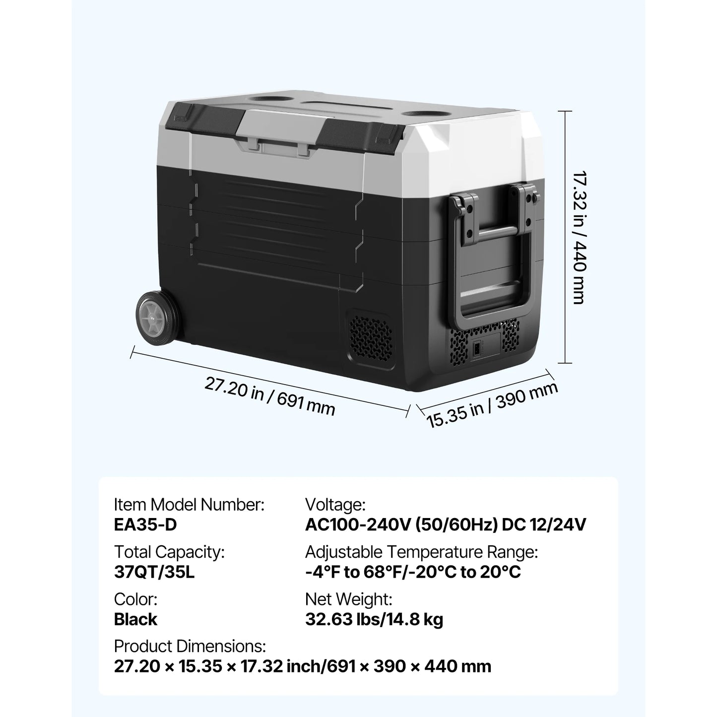35L/45L/55L Portable Foldable Handle Car Refrigerator with Wheel Compressor Freezer for Camping Picnics Car Home Traval