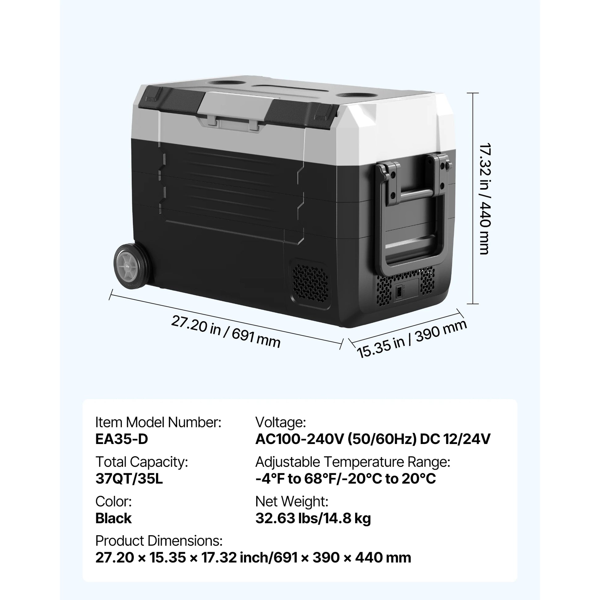 35L/45L/55L Portable Foldable Handle Car Refrigerator with Wheel Compressor Freezer for Camping Picnics Car Home Traval