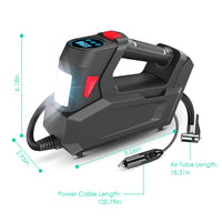 1Pc Portable Tire Inflator 120 PSI Maximum 90W Powered Tire Inflator With Digital Display LED Light Inflatable Nozzle Needle Fuse Air Compressor For Bikes Motorbikes Car Balls