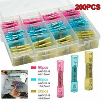200PCS Heat Shrink Butt Wire Splice Connectors Seal Crimp Terminals USA