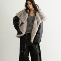 Handsome Detachable Fur-collar PU Leather Jacket