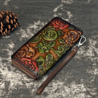 Retro Distressed Zip-around Wallet Hand-distressed For A Classic Lookpractical And Convenient
