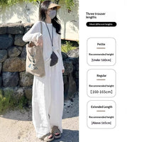 White Cotton-linen Wide-leg Viscose Floor-length Pants