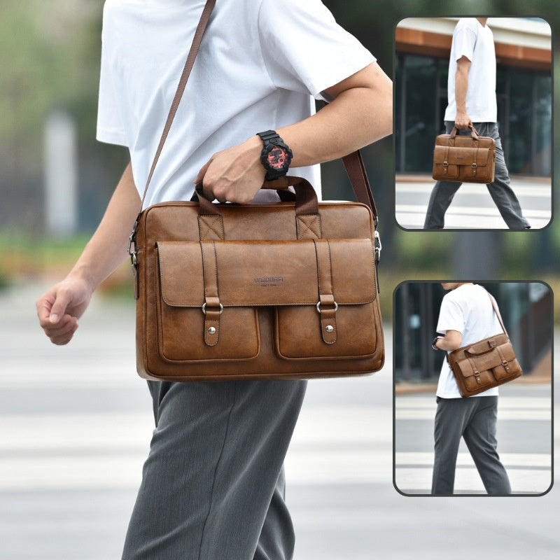 Men's Business Large-Capacity Shoulder Crossbody Simple Briefcase | Everyday Home Deal