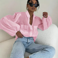 Solid-color Long Sleeves With Double Flap Pockets And A Lapel Collar