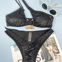 Women Bikini Serpentine Pattern Swimsuit Three Point Tight Swimwear