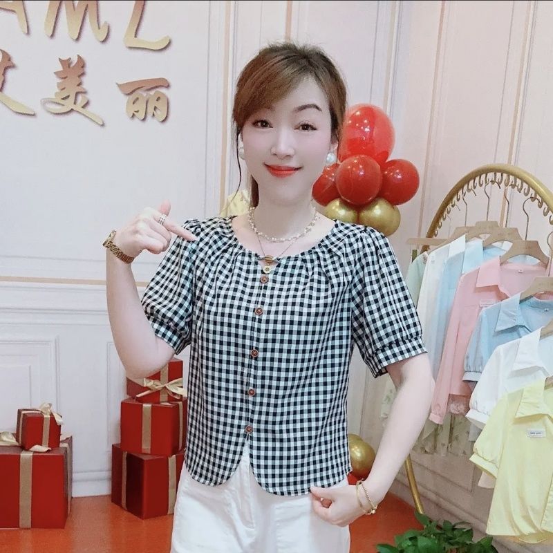 Summer New Checkered Simple Fashion Design Top