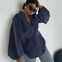 Solid-color Long Sleeves With Double Flap Pockets And A Lapel Collar