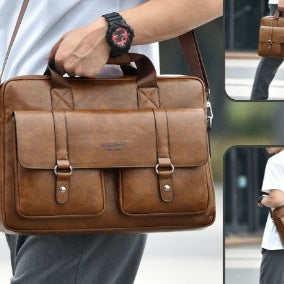 Men's Business Large-Capacity Shoulder Crossbody Simple Briefcase | Everyday Home Deal