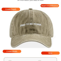Funny Slogan Used To Be Worse Vintage Washed Dad Hat Unisex Casual Travel Streetwear Baseball Cap