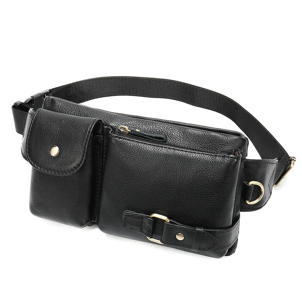 Men's High-End Full-Grain Leather Multifunctional Shoulder Crossbody Waist Bag — Premium Apparel Deal | Everyday Home Deal