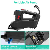 1Pc Portable Tire Inflator 120 PSI Maximum 90W Powered Tire Inflator With Digital Display LED Light Inflatable Nozzle Needle Fuse Air Compressor For Bikes Motorbikes Car Balls