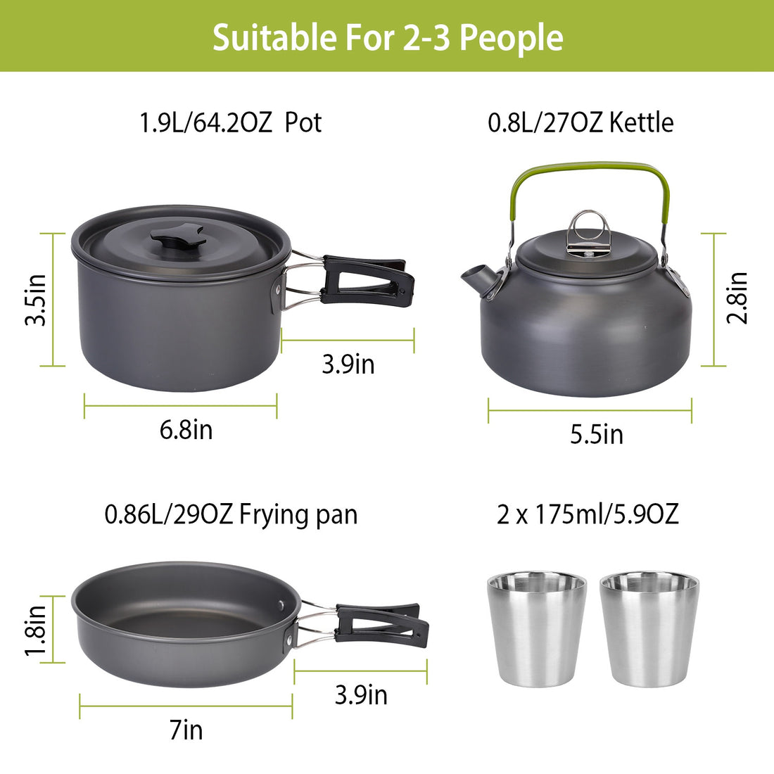 12-Piece Camping Cookware Set with Pot, Pan, Kettle, Cup & Utensils – Lightweight Outdoor Cooking Kit for Hiking & Picnics | Everyday Home Deal