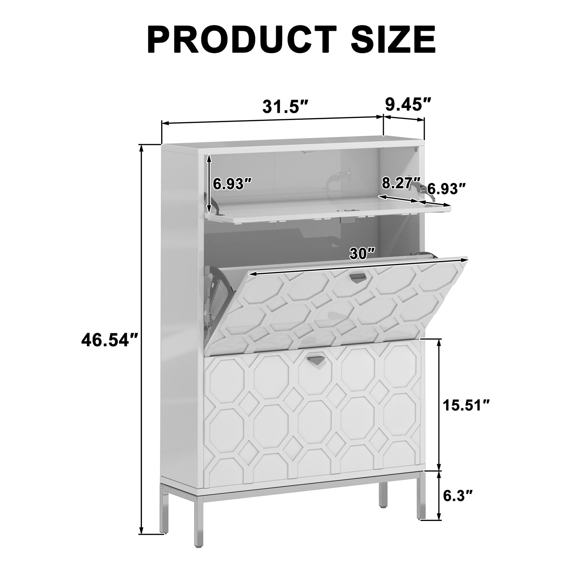Shoe Organizer 24 Pairs Wood Shoe Storage Cabinet with Drawers
