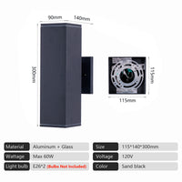 12in Outdoor Wall Lights 4 Packs,Modern Square Outdoor Porch Light,Square Cylinder Up Down Lights Aluminum Waterproof Wall Lighting Exterior Light For Porch Patio Garage No Bulb