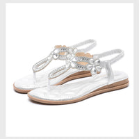 Summer New Arrival Bohemian Floral Rhinestone Flip-Flops In Plus Sizes For Women