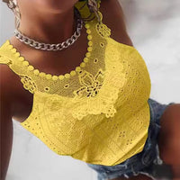 Womens Summer Lace Trim Jacquard Vest