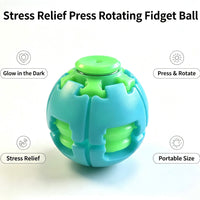 Unisex Compact Rotates Stress Relief Press Fidget Ball - Pocket Sensory Toy For Above 12 Teens & Adults, Glow-in-the-Dark Travel Car Ride Fidgeting Gift | Everyday Home Deal