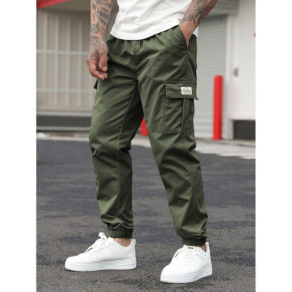 Men's Retro Drawstring Multi Pocket Workwear Casual Pants