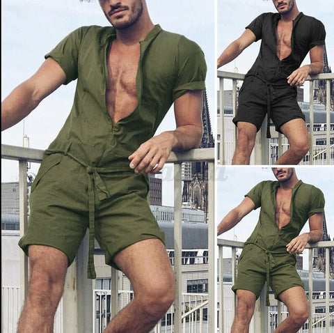 Solid-color Short-sleeve Jumpsuit For Men - Premium Apparel Deal | Everyday Home Deal
