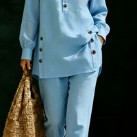 Long-sleeve Shirt And Casual Trousers Two-piece Set