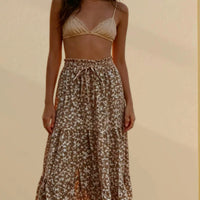High-waisted A-line Skirt Bohemian-style Printed Flared Skirt