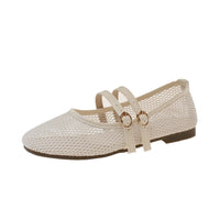 Round-toe Peep-toe Flat-heeled Buckle Sandals