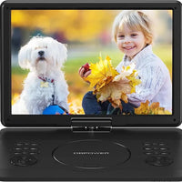 DBPOWER 16.9" Portable DVD Player With 14.1" HD Swivel Large Screen, Support DVD/USB/SD Card And Multiple Disc Formats, 6 Hrs 5000mAH Rechargeable Battery, Sync TV/Projector, High Volume Speaker