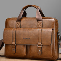 Mens Business Large-Capacity ShoulderCrossbody Simple Briefcase