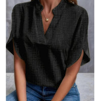 Summer Short-sleeved Chiffon Shirt New V-neck Shirt Women's Casual Versatile Clothing