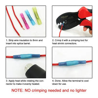 200PCS Heat Shrink Butt Wire Splice Connectors Seal Crimp Terminals USA