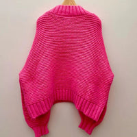V-neck Loose-fit Long-sleeve Chunky-knit Sweater
