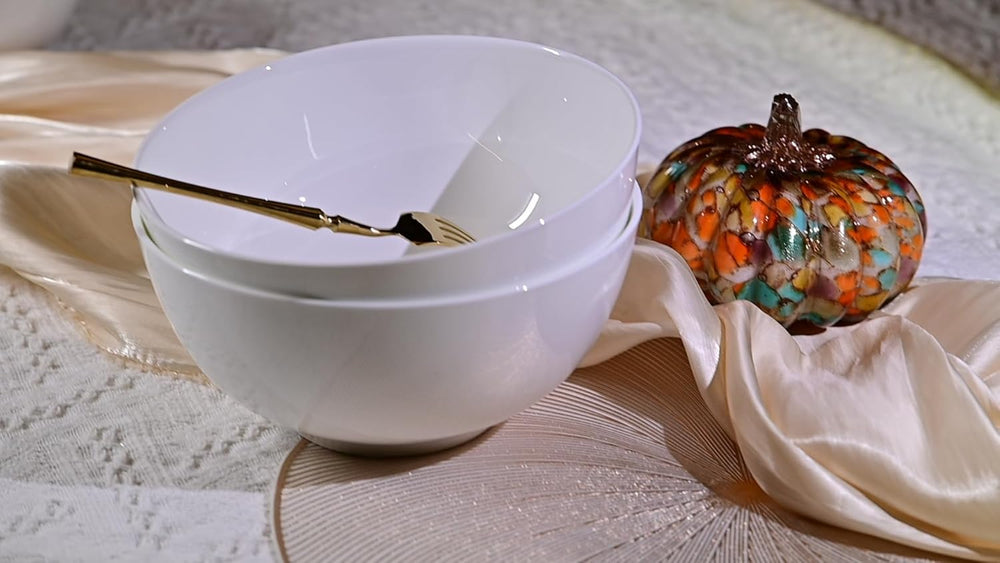 Lily Bone China 2-Piece 8-Inch Deep White Ceramic Bowl Set | Everyday Home Deal