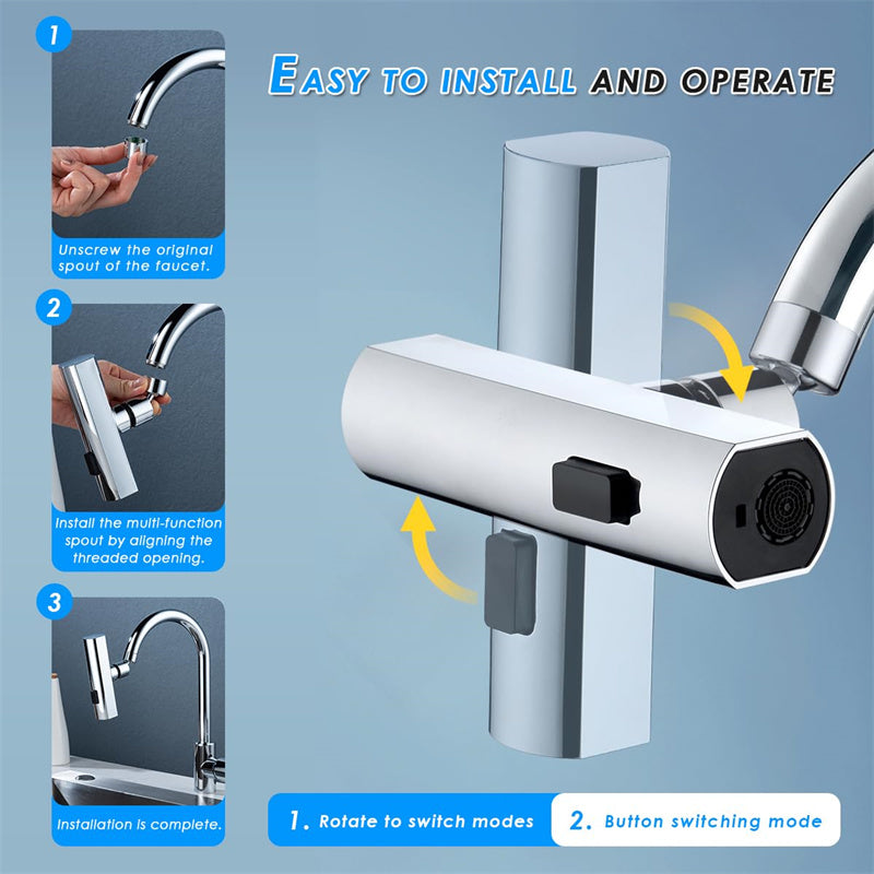 Kitchen Faucet Waterfall Outlet Splash Proof Universal Rotating Bubbler Multifunctional Water Nozzle Extension Kitchen Gadgets | Everyday Home Deal