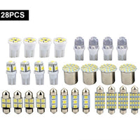28pcs Car Interior White Combo LED Map Dome Door Trunk License Plate Light Bulbs