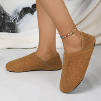 One-step Warm Shoes Closed-toe Slippers With Extra Fleece For Added Warmth And Thickness