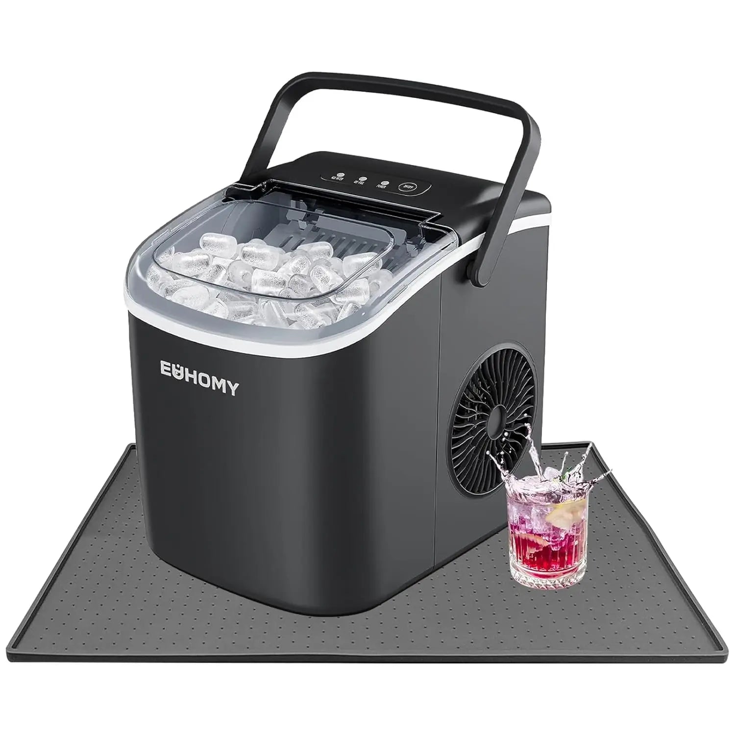 Silicone Ice Maker Mat with Raised Edge to Prevent Spills, Non-Slip Dots, Portable 19X12 Inches for Countertop