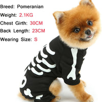 Halloween Dog Costumes For Small Dog Glow In The Dark Skeleton Pet Jumpsuit Skull Puppy Pajamas Breathable Stretchy Halloween Holiday Cosplay Party Apparel