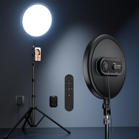 Large Ring Light with Stand, 72“ Tripod with Ring Light, 6500K Full-Screen Ringlight Tripod for Iphone with Phone Holder, Selfie Light for Makeup, Barber, Video Recording, Photography