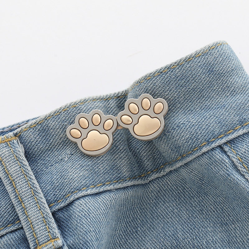 Cute Cat Claw Waist Tightener Buckles – 1 Pair Detachable Adjustable Alloy Buttons for Jeans, Pants & Casual Wear | Everyday Home Deal