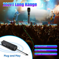 UHF Wireless Microphones Rechargeable Wireless Microphones Metal Handheld Dynamic Mics With 262FT Range For Karaoke Party DJ Wedding Speech Outdoor Events