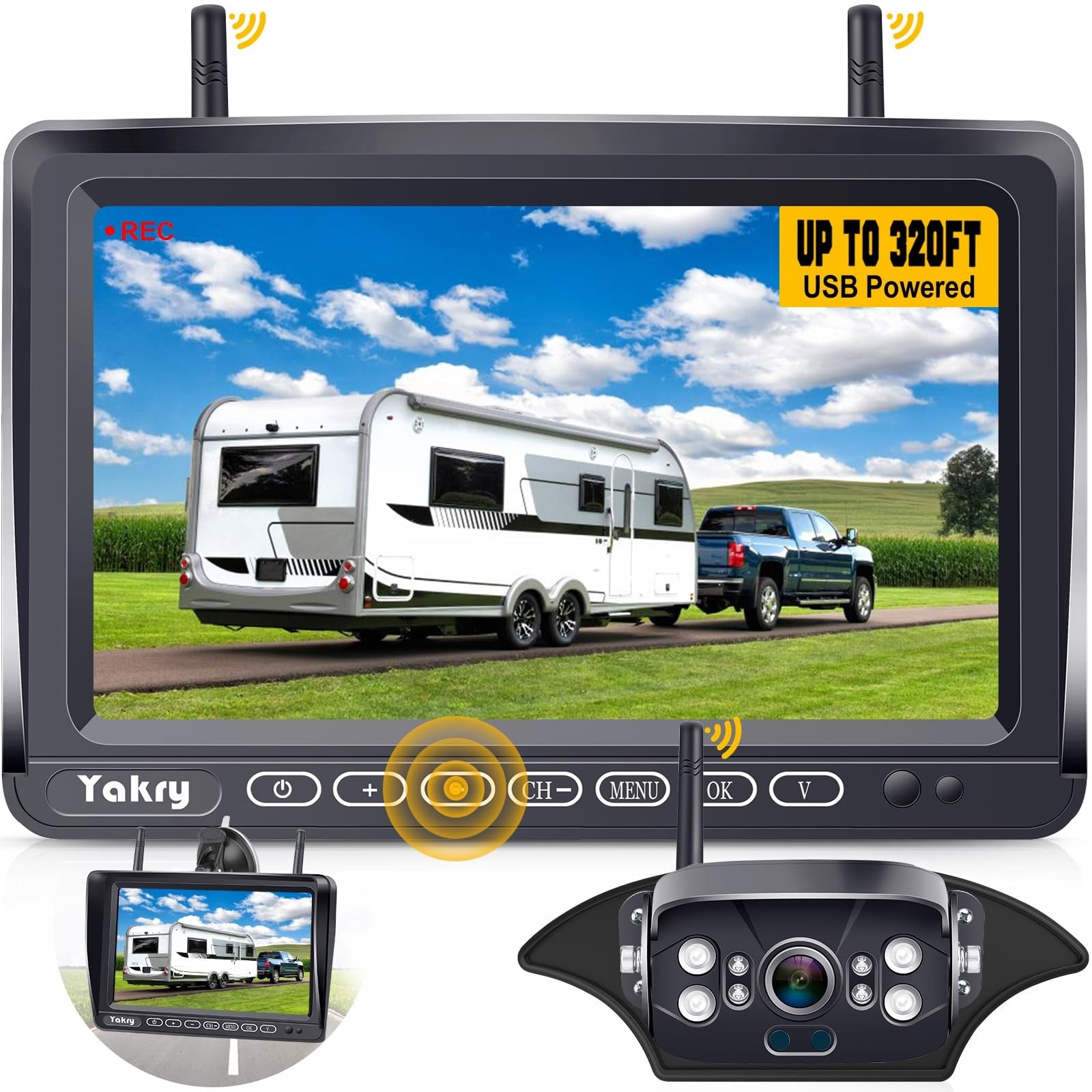 Wireless RV Backup Camera 1080P HD Night Vision for Trailer & Motorhome