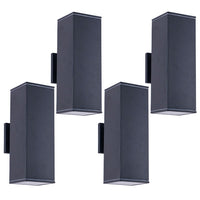 12in Outdoor Wall Lights 4 Packs,Modern Square Outdoor Porch Light,Square Cylinder Up Down Lights Aluminum Waterproof Wall Lighting Exterior Light For Porch Patio Garage No Bulb