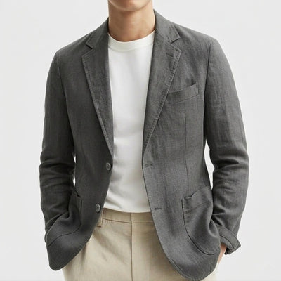 Plus-Size Solid-Colored Cotton-Linen Single-Breasted Blazer - Premium Apparel Deal | Everyday Home Deal