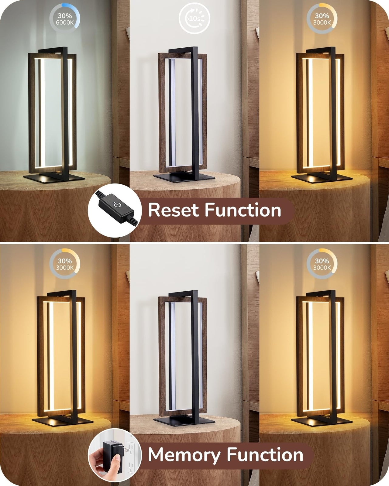 EDISHINE Modern LED Table Lamp, Stepless Dimmable Minimalist Bedside Lamp, MA...