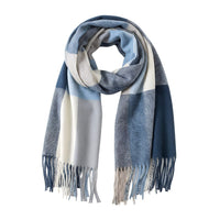 British-style Mens And Womens Couple Tassel Scarf With Large Plaid Pattern